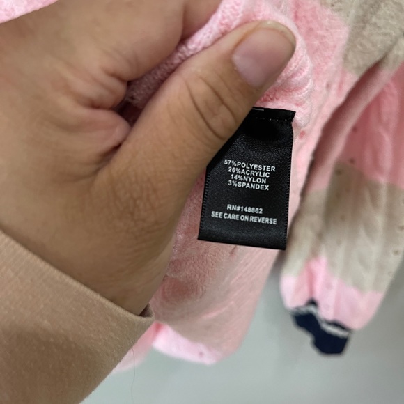 Plus Sz 1X Torrid Vegan Cashmere Pullover Henley Striped Sweater Pink Navy Beige - Picture 5 of 8